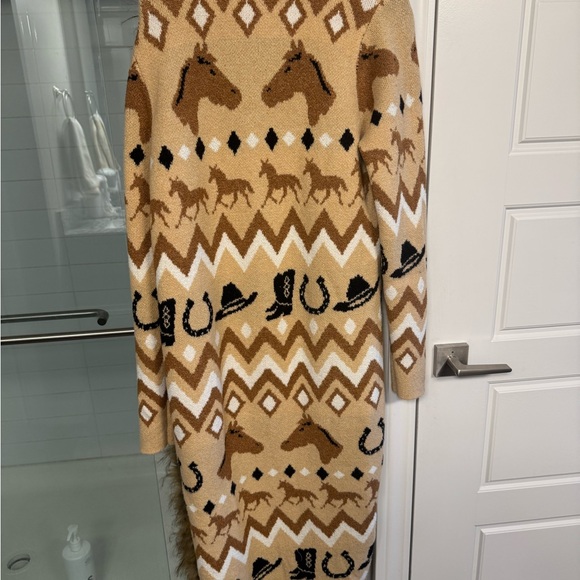 Show Me Your MuMu Tan & Brown Western Faux Fur Trim Coat - Picture 4 of 4